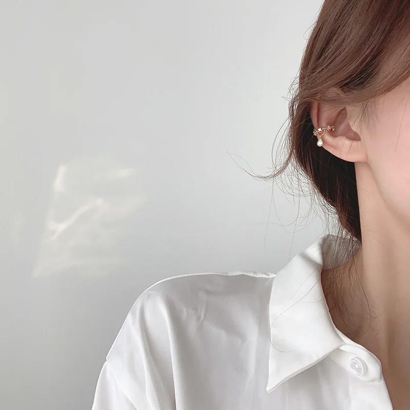 

French Knitted Vintage Earrings with Droplet Shape Ear Clips for Girls Without Ear Holes Earstuds Luxury Jewelry Women‘s Earings