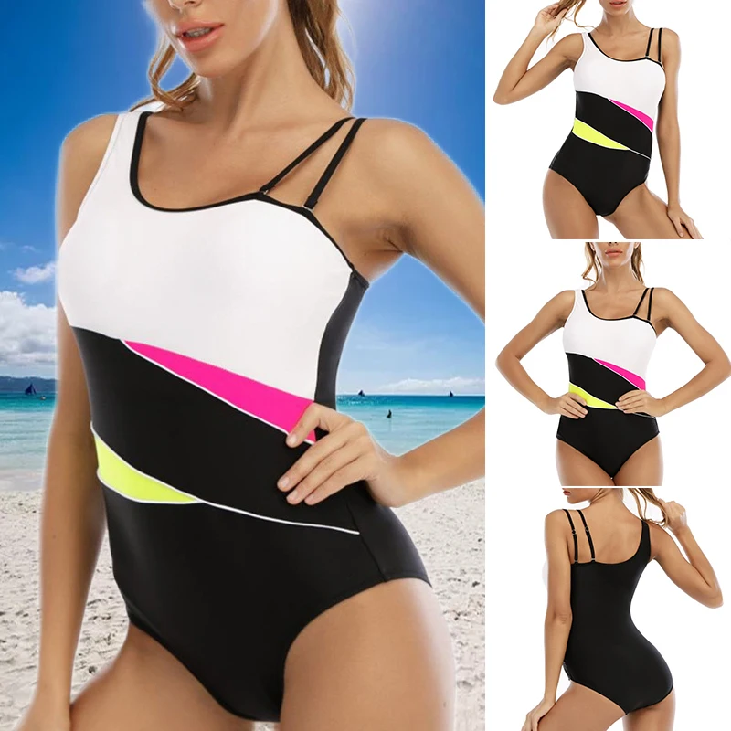 

Newly Women One Piece Swimsuits Patchwork Fashion Comfortable Bathing Suit for Summer Swimming