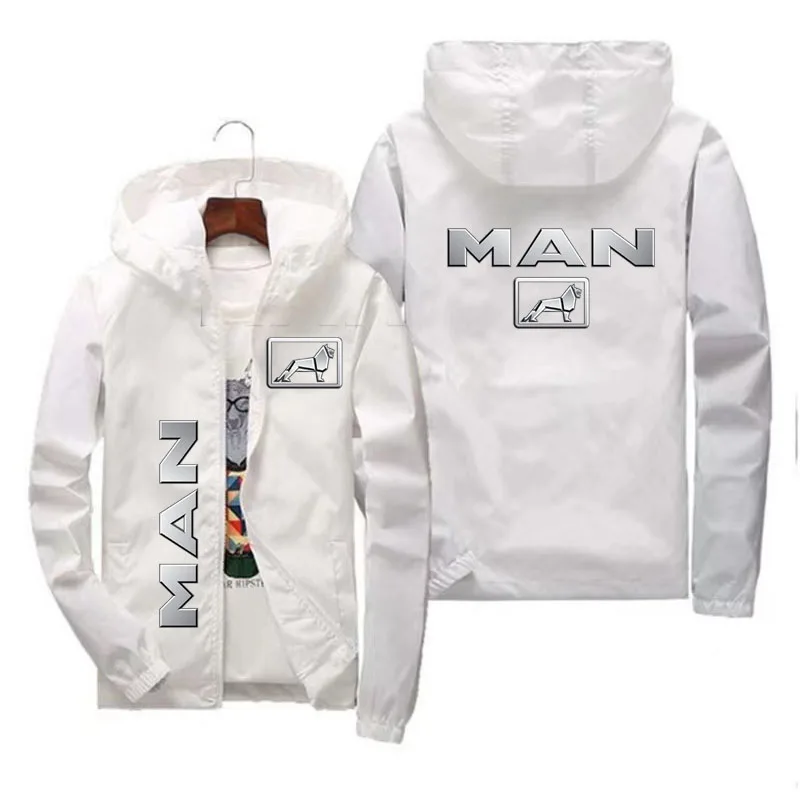 Sweat à Capuche avec Logo Camion Homme et Voiture Imprimé Manteau Fermeture Éclair Veste Décontractée Automne Hiver 2024