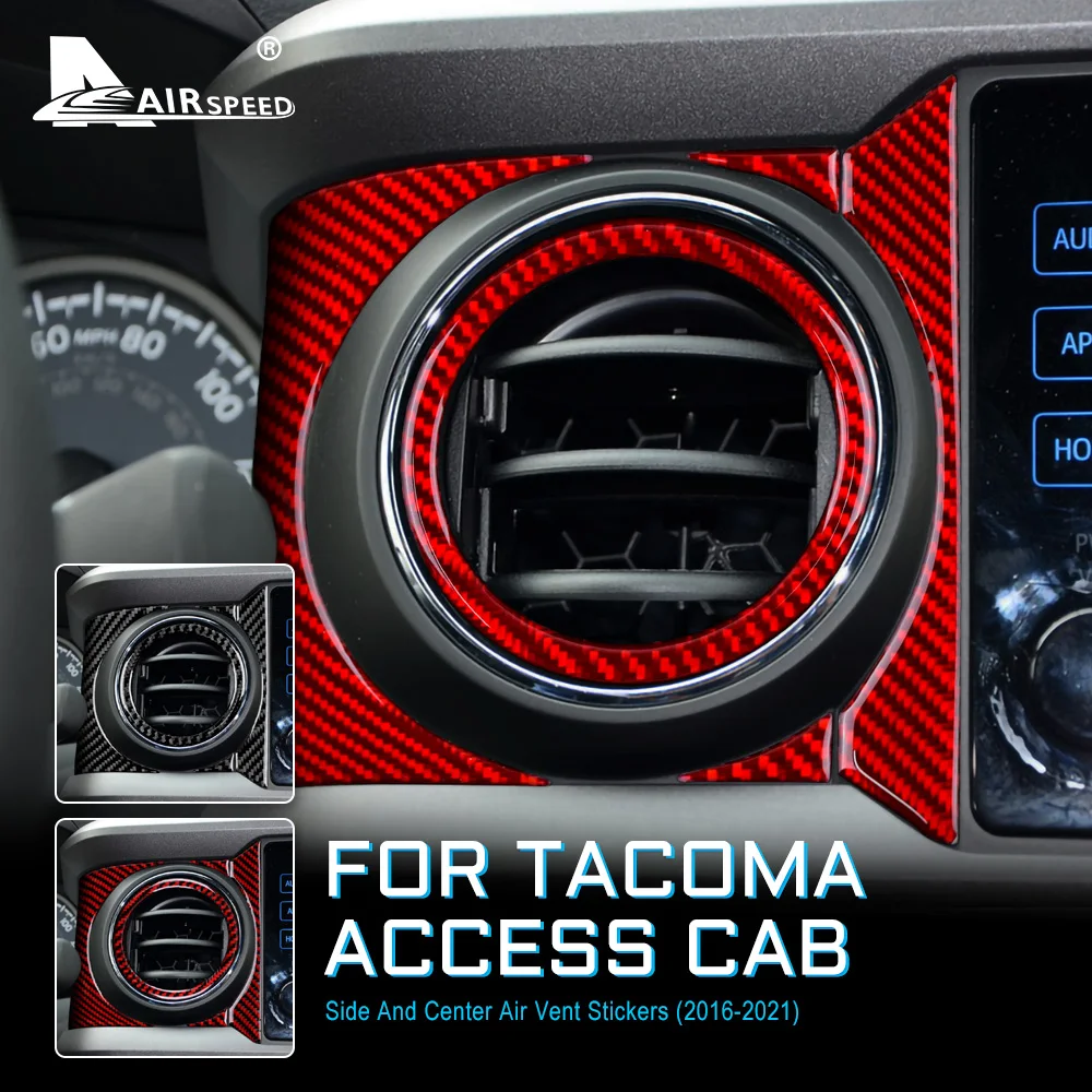 

Carbon Fiber for Toyota Tacoma 2016 2017 2018 2019 2020 2021 Accessories Interior Trim Car Side Center Air Outlet Vent Sticker
