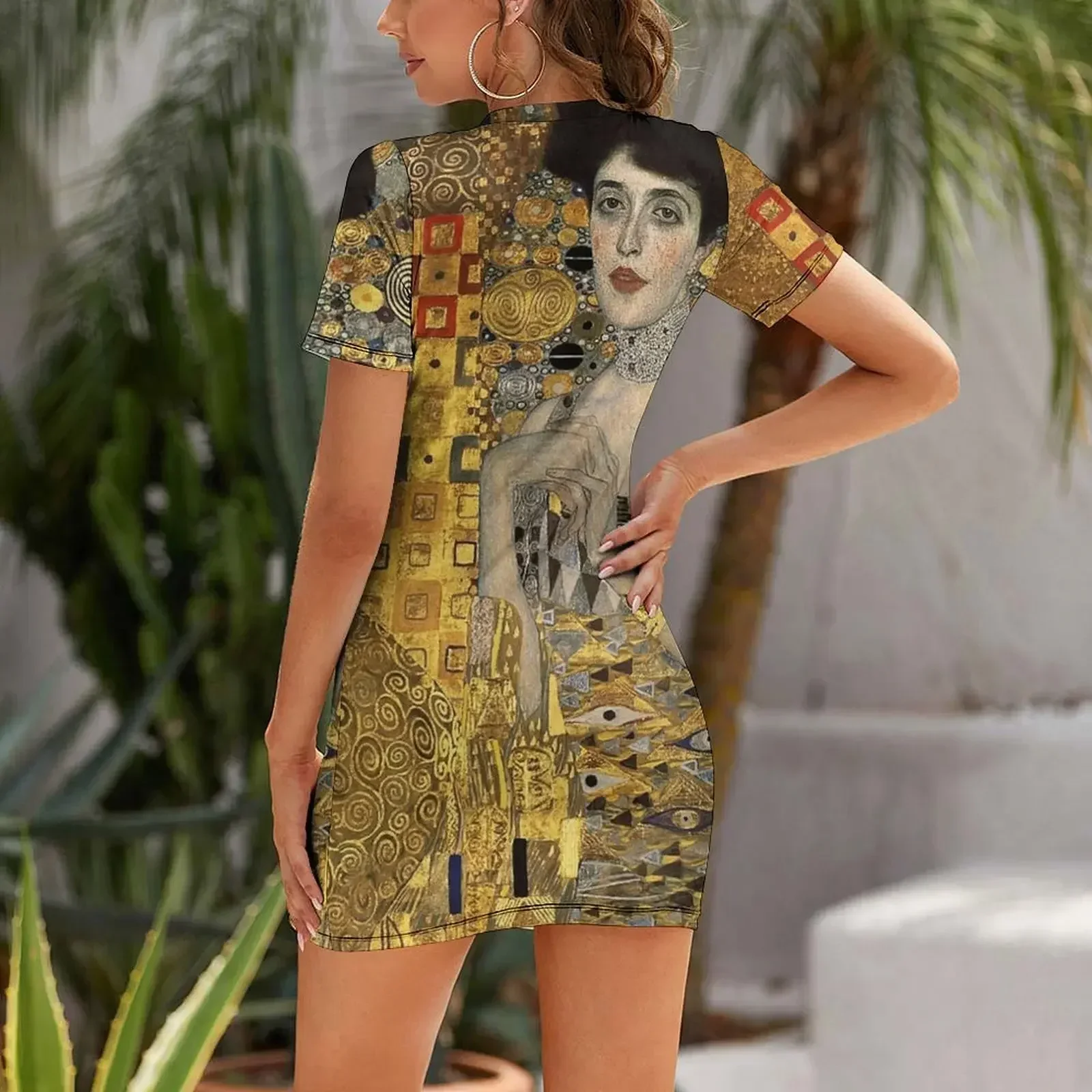 Фото Платье с короткими рукавами Gustav Klimt, Adele Bloch-Bauer, женская летняя одежда, платья для женщин, летние платья №2