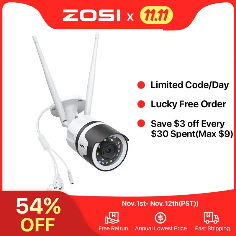 

IP-камера видеонаблюдения ZOSI C190 Pro, 5 МП, 2,4/5 ГГц, Wi-Fi