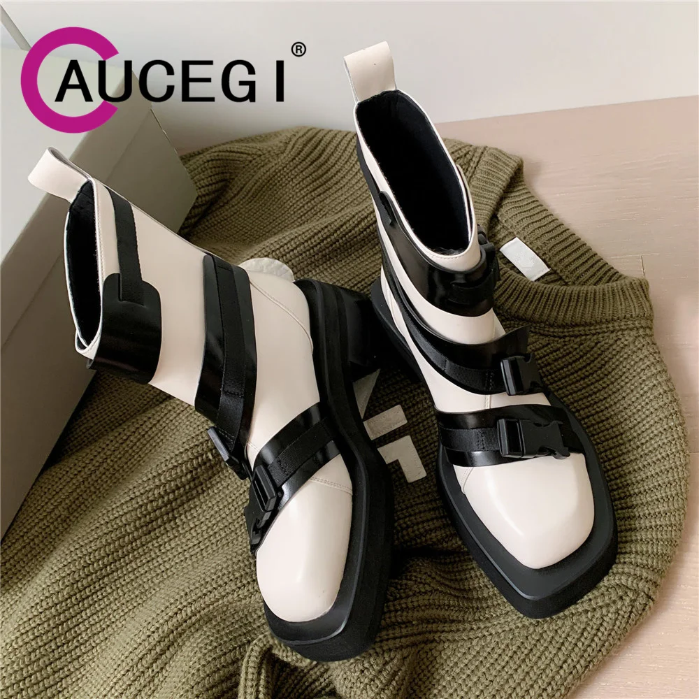 

Женские ботильоны из натуральной кожи, с круглым носком, на молнии