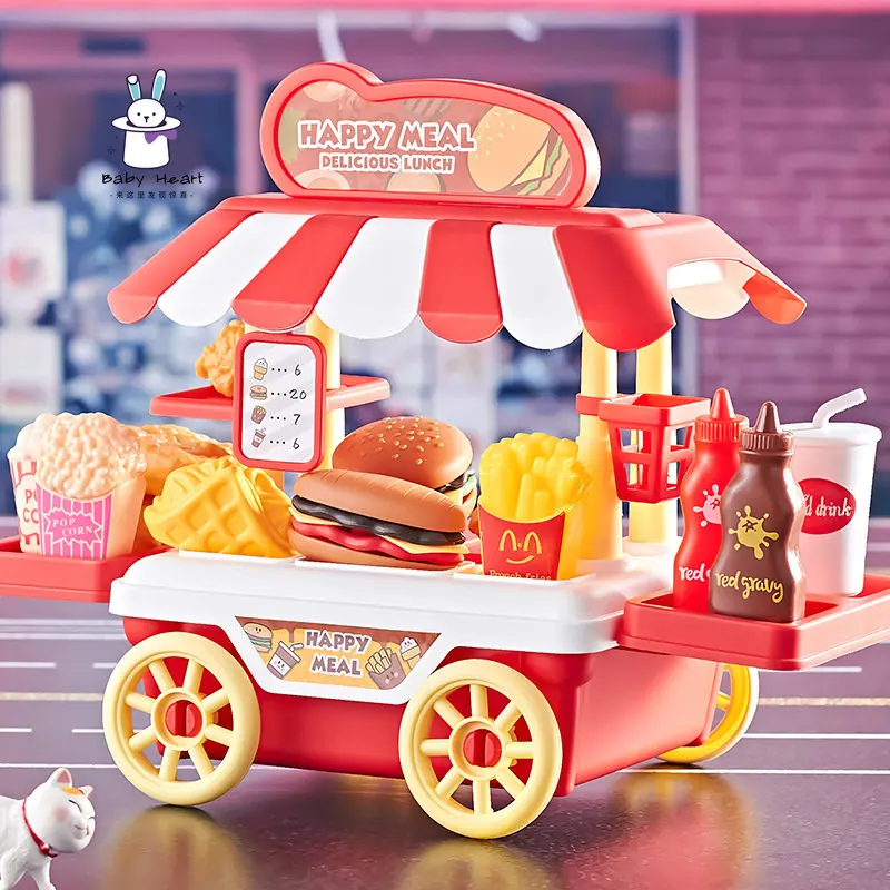 

Мини-игрушки для еды, детский игровой домик, десертный автомобиль, игрушки для кухни, игрушка гамбургера, картофеля фри, Подарочная коробка, ...