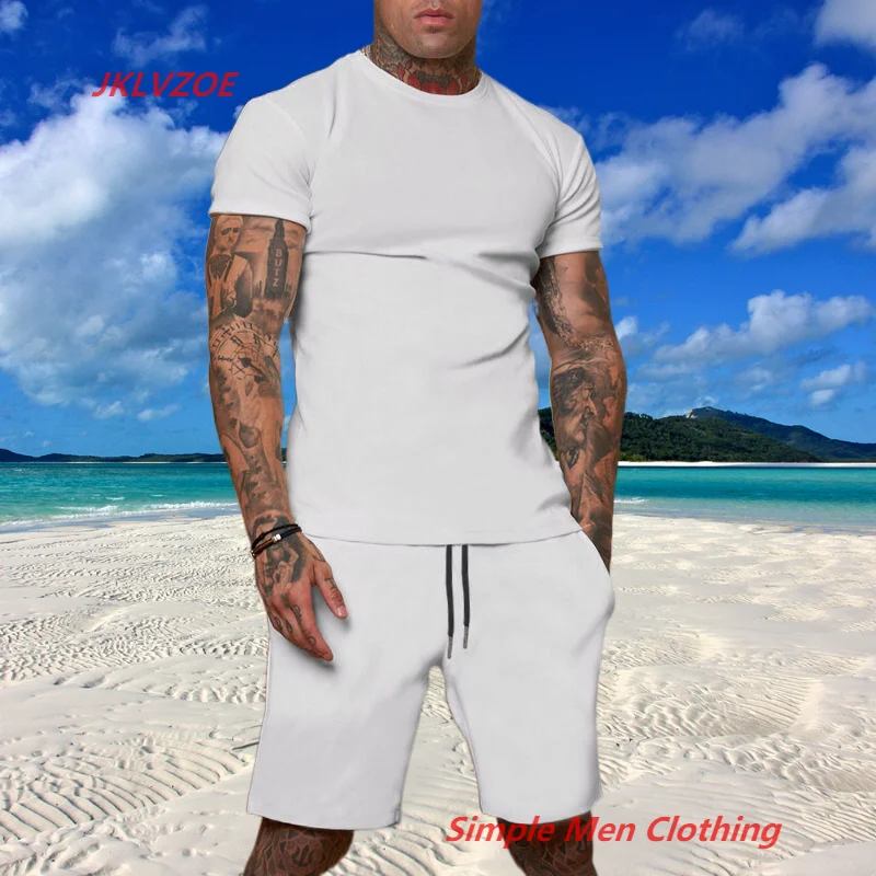 

New Summer Tshirt Beach horts Tracksuits Casual Plus Size Two Piece Sets Breathable Man Sport Suit Men Clothing 2 Piece Suit