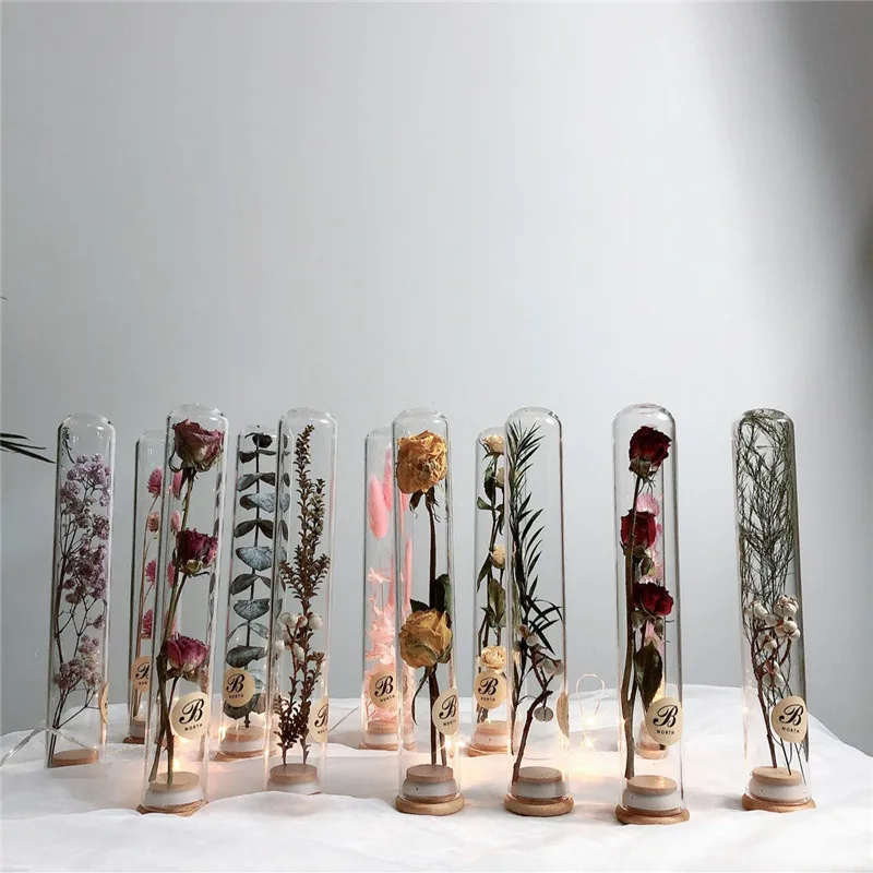 

Transparent test tube glass vase with dried flowers desktop vase decoration wedding roses decor
