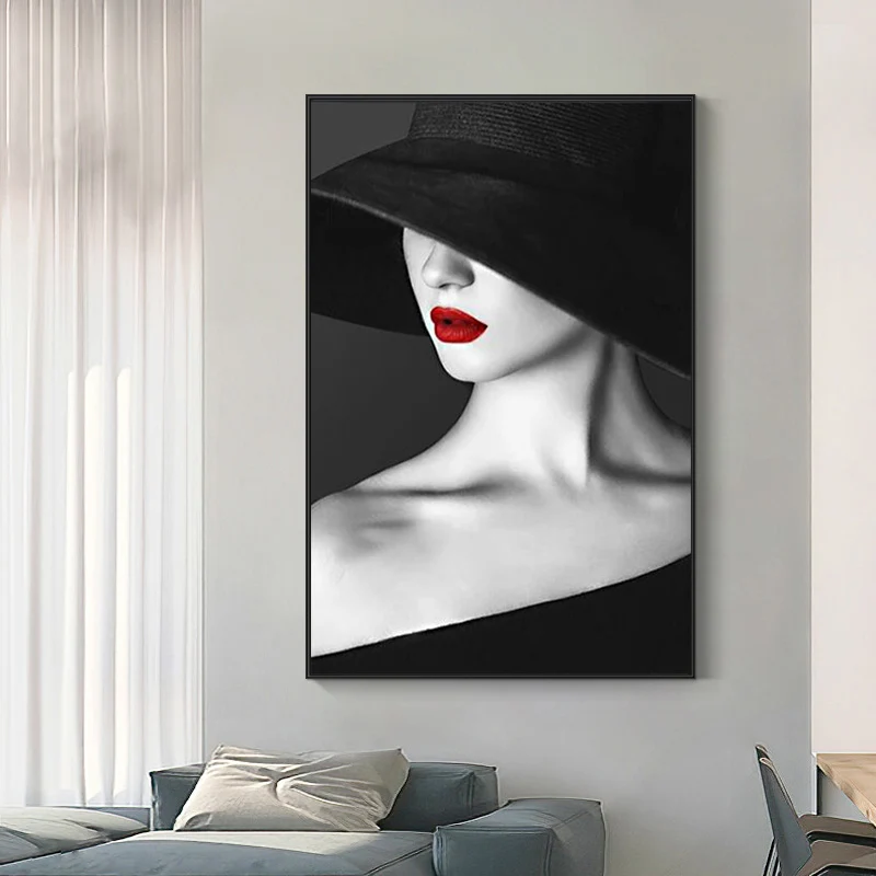 Картина на холсте с изображением сексуальной женщины красных губ настенные