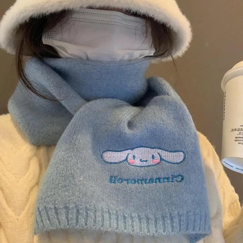 

Женский трикотажный шарф с вышивкой My Melody Kuromi Y2K с аниме рисунком, Осень-зима, новый теплый шарф с защитой от холода