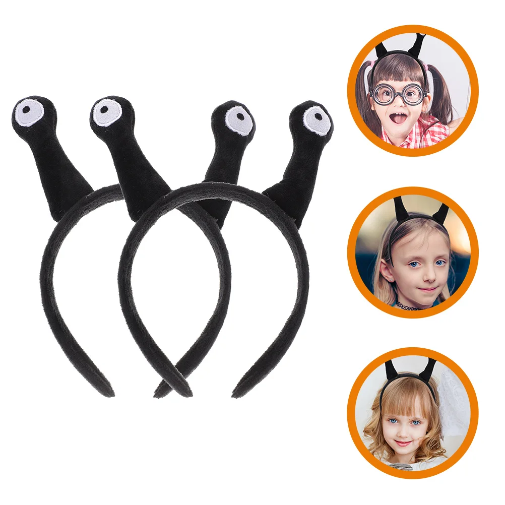 

2 Pcs Snail Tentacle Headband Halloween Tiara Antenna Animal Black Headpiece Party Supplies Headbands Plastic Hair Hoops Kids