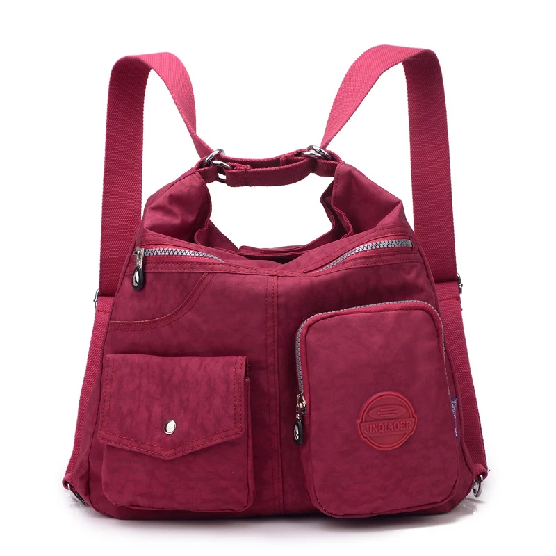 

Waterproof Handbag Women Nylon Shoulder Bag Casual Female Travel Bookbag Multifunction Back Pack Multiple Pockets School Color