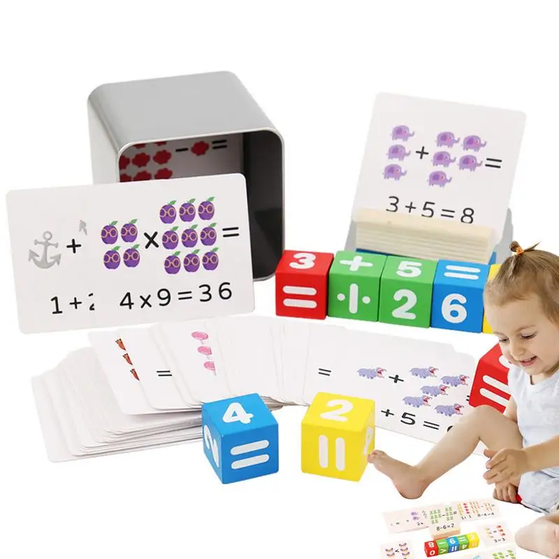 

Educational Flash Cards Animal Cards For Toddler Arithmetic Games Sight Words Cards Learning Cards With Colorful Wooden Blocks
