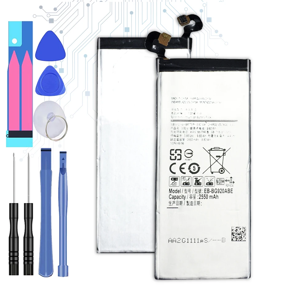 

For SAMSUNG EB-BG920ABE Battery For SAMSUNG Galaxy S6 G9200 G9208 G9209 G920F G920 G920V/T/F/A/I Batteria +Tools