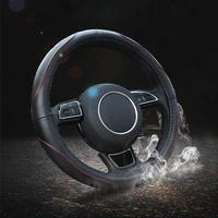 1 pc universal leather anti wear auto steering wheel cover high quality 38cm embossed protective cover car interior accessories