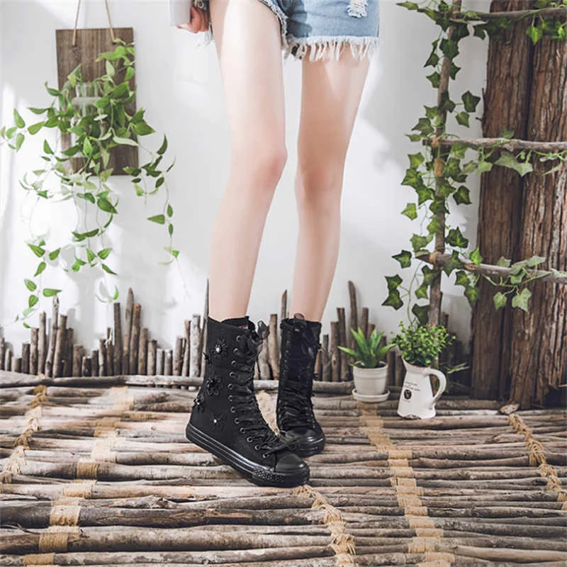 

Women's shoes, hip-hop new trend, personality, homicidal fashion, matte canvas, inner zipper, plastic pipe