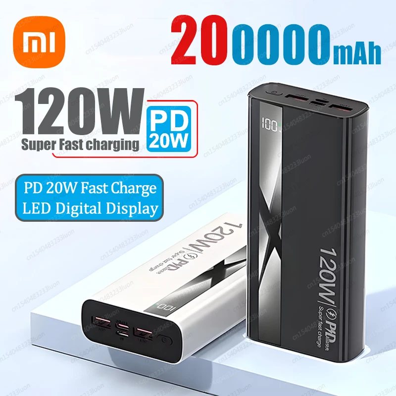 Сверхбыстрая зарядка аккумулятора Xiaomi 120 Вт 200000 Mah Power Bank с цифровым дисплеем