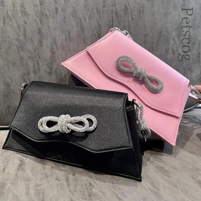 

Luxury Designer Handbags For Women 2023 Ladies Fashion Designer Women's Evening Cute Purses Rhinestones Bow Shoulder Tote Bags