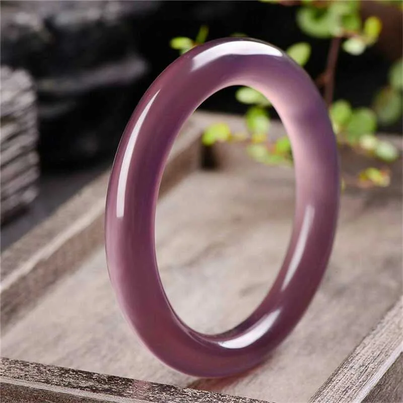 

Send Certificate Real Jades Bangles Purple Chalcedony Certified Jade Stone Bangle Jadeite Bracelets Women Jewelry Accessories
