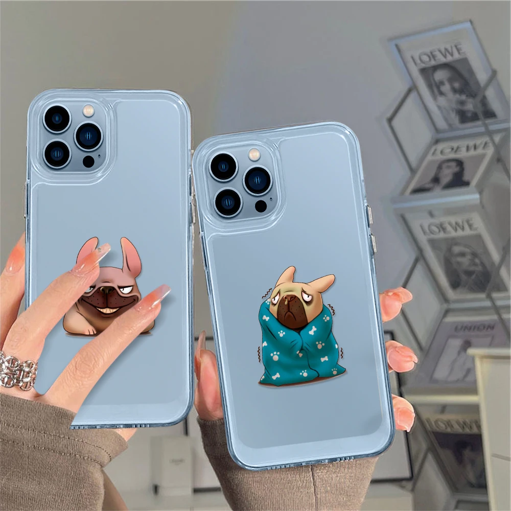 

Clear Cartoon Dog Cute Case for iPhone 14 13 12 11 Pro Max Mini XS XR X Transparent Shell Cover for iPhone14promax Capa Fundas