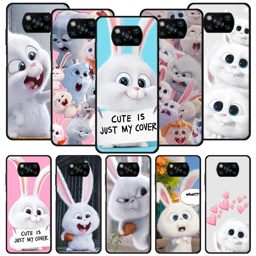 

Cute Cartoon Rabbit Black Phone Case for Xiaomi Redmi 10A 10C 10 9C 9T 9A 9 Poco X5 Pro X3 Nfc M5S M3 M2 F3 K40 Silicone Cover