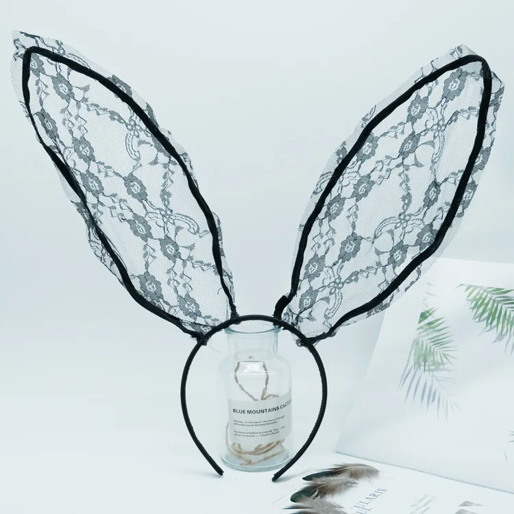 

Sexy Black Lace Rabbit Bunny Ear Hairband Headband Headdress For Celebration Festival Carnival Party Hair Hoop Photograph Prop