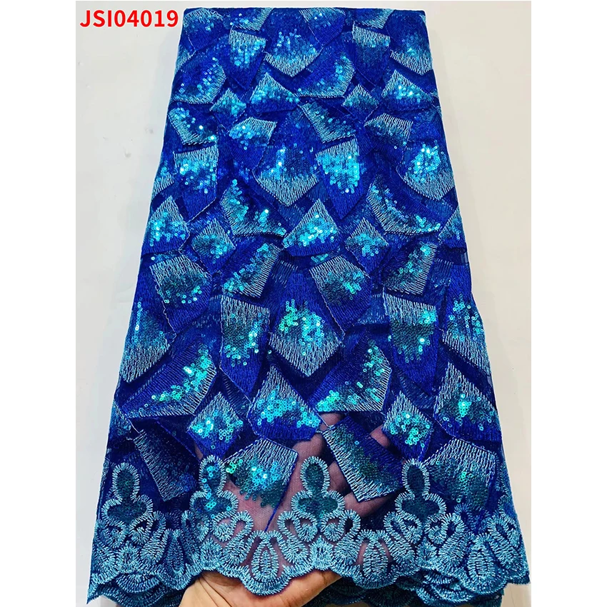 

African Gorgeous Mesh Sequin Bridal Wedding Fabric Nigerian Popular Handmade Lace Textiles For Sewing Clothes JSI04019 B