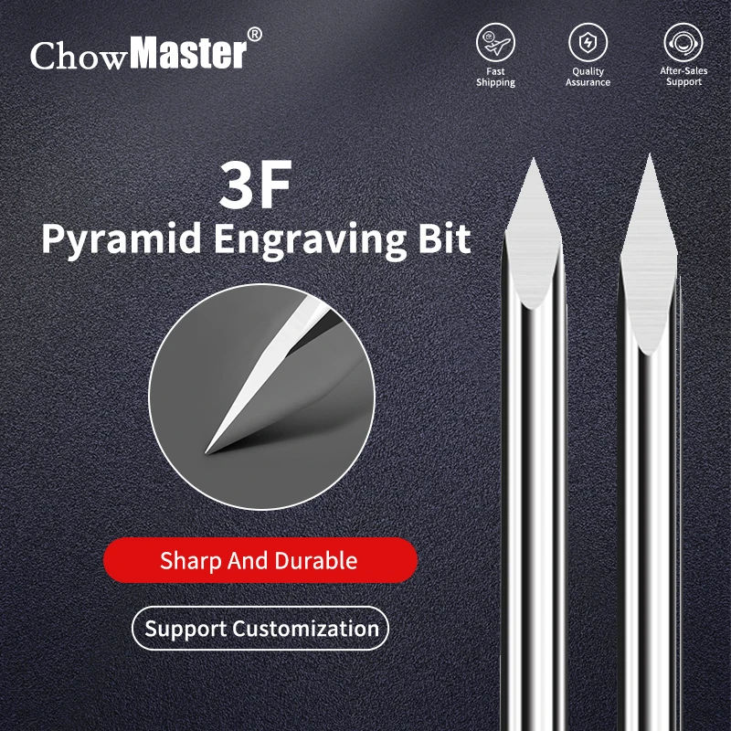 

Chowmaster 10 шт. 3F набор гравировальных бит для печатных плат, хвостовик 3,175 мм, 20-90 градусов, 0,1, 0,2, 0,3 мм, наконечники, 3D-пирамидальные фрезы