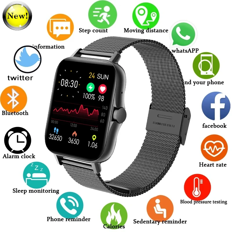 

Смарт-часы мужские с Bluetooth, фитнес-трекером и измерением температуры