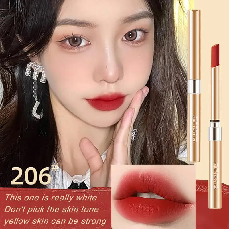 

HLLR Waterproof Long-Lasting Lip Gloss Non-Stick Cup Lipstick Velvet Bright Color Aluminum Tube Lip Stick Makeup Cosmetic Tools
