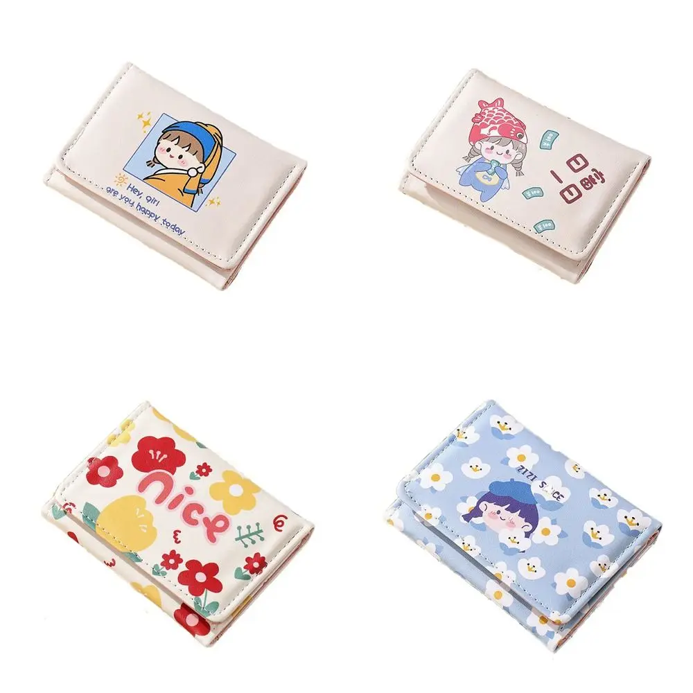 

Тройные кошельки, женская сумка из искусственной кожи с отделением для карт в автобусе, маленький кошелек для монет, корейский держатель для карт, кошельки с мультипликационным рисунком