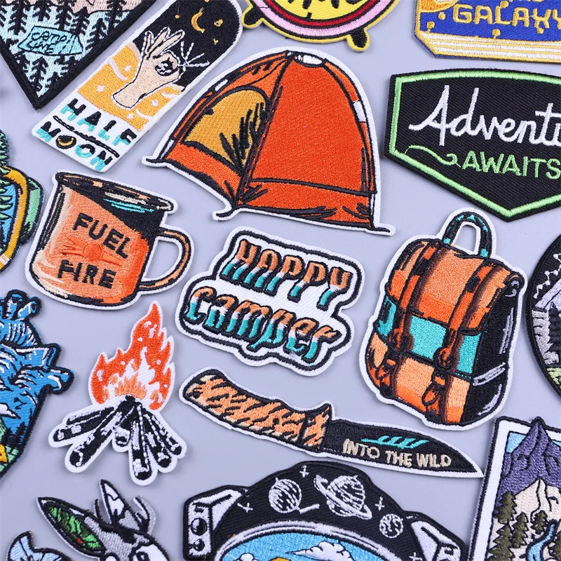

Outdoor Camper Embroidered Adventure Patches on Clothes Thermal Fusible Appliques For Backpack Mountaineering Iron on Patch
