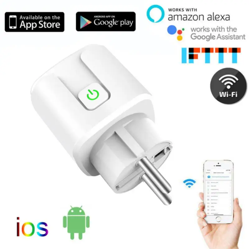 

Wireless Remote Socket Smart Timer Plug Voice Control EU Home Fire Retardant Smart Power Socket 20A WIFI+Bluetooth Dual Modul