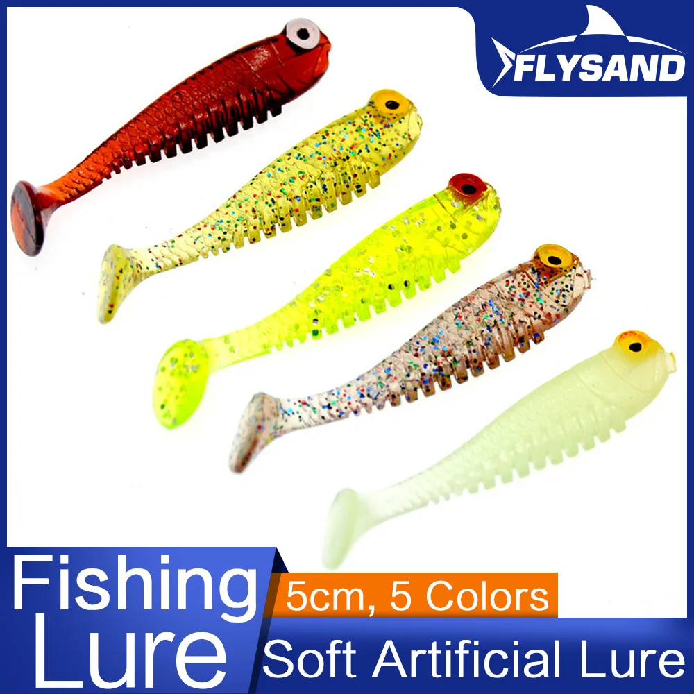 

FLYSAND 10Pcs/Bag Silicone Fish Shaped Fishing Artificial Lure Bait 5cm Soft Silicone Tiddler Bait Fishing Lure