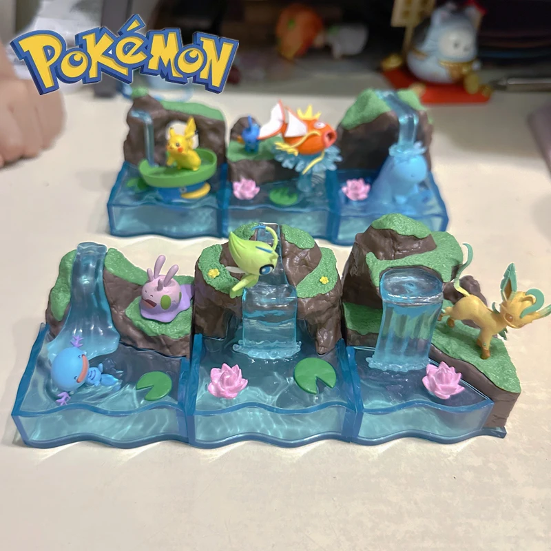 

Original Pokemon Re-Ment Action Figure Mysterious Spring Series Celebi Pikachu Wooper Quagsire Leafeon Model Doll Statue Gift