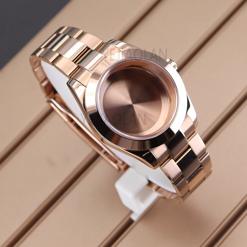 36mm/40mm Rose Gold Watch Cases Straps Parts For Air King nh34 nh35 nh36 nh38 Miyota 8215 Movement 28.5mm Dial Stainless Steel