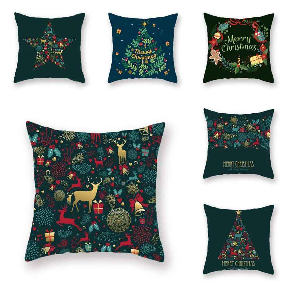 

JOY Textile 45x45cm Christmas Pillowcase Decorative Navidad Cushion Cover Printed Sofa Pillow Car Cushion Christmas Home Decor