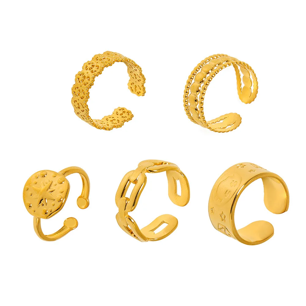 Ежедневные открытые кольца из нержавеющей стали для женщин позолоченное