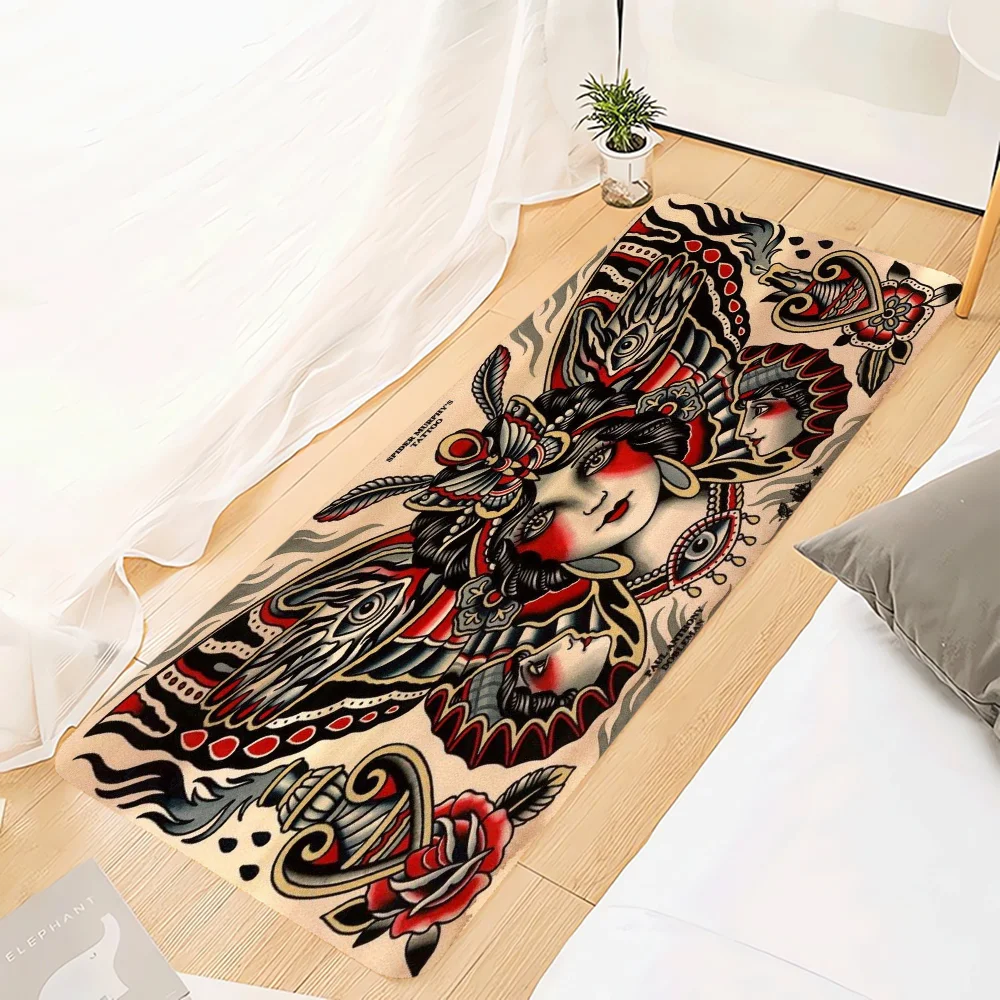 Замшевый Дверной Коврик В Современном Стиле С Тату-дизайном Для Прихожей Спальни