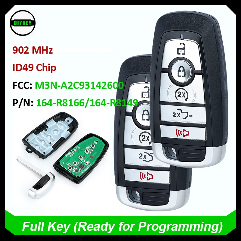 Смарт-пульт дистанционного управления DIYKEY 164-R8149 / 164-R8166 902 МГц для Ford Fusion Edge Explorer