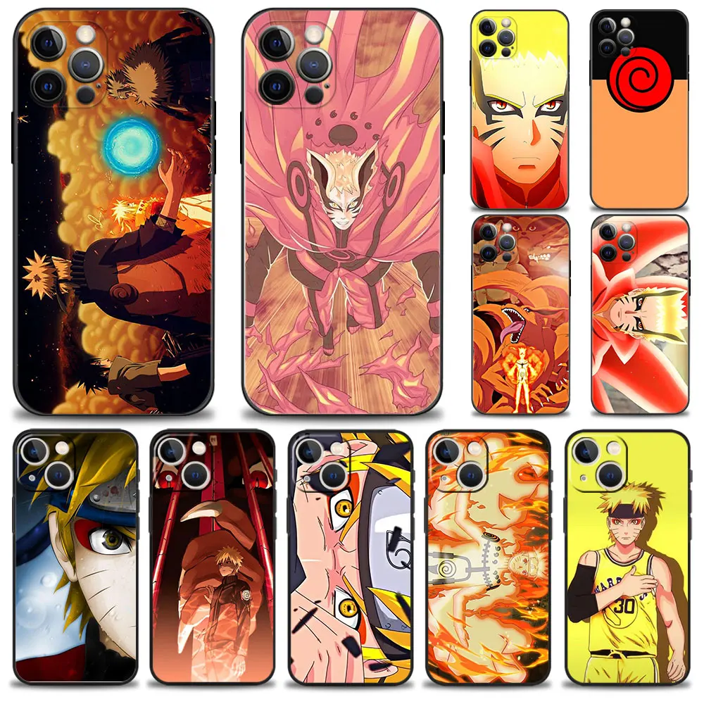 Чехол Carcasa для iPhone X XR 8 Plus 14 11 13 Pro Max 7 XS 12 6 5S SE 5 SE2 6S Mini Naruto and Fox Kurama черные чехлы |