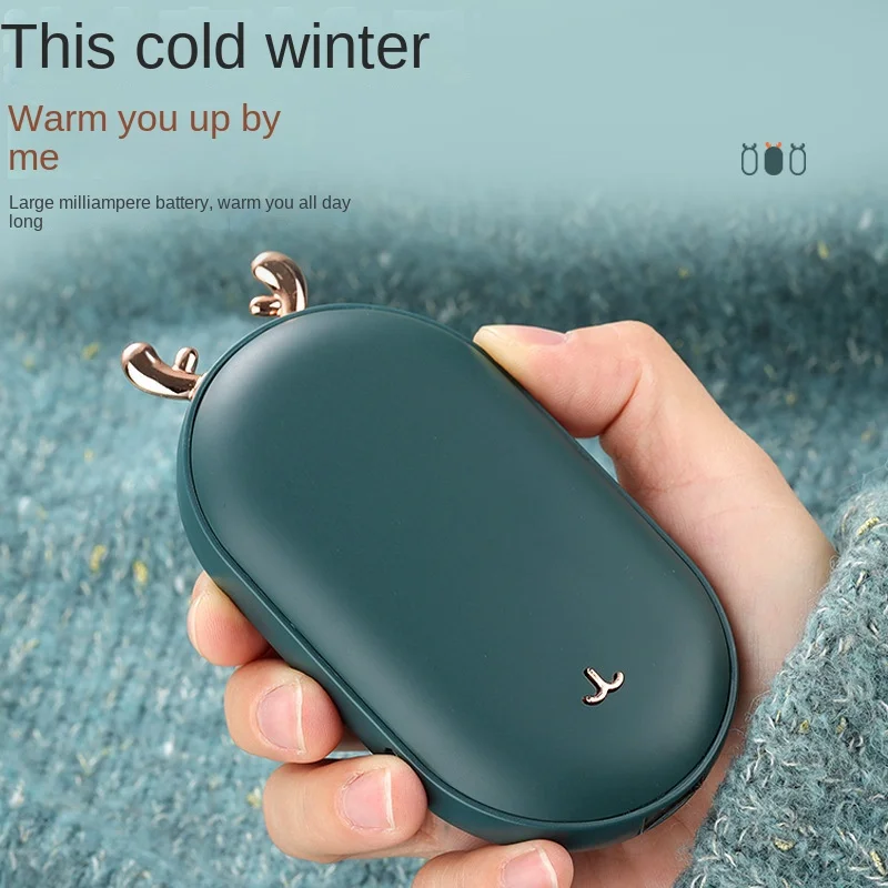 

Lovely Reindeer Mini Cartoon Hand Warmer with LCD Display 2-in-1 Hand Warmer Power Bank Fast Heating Version