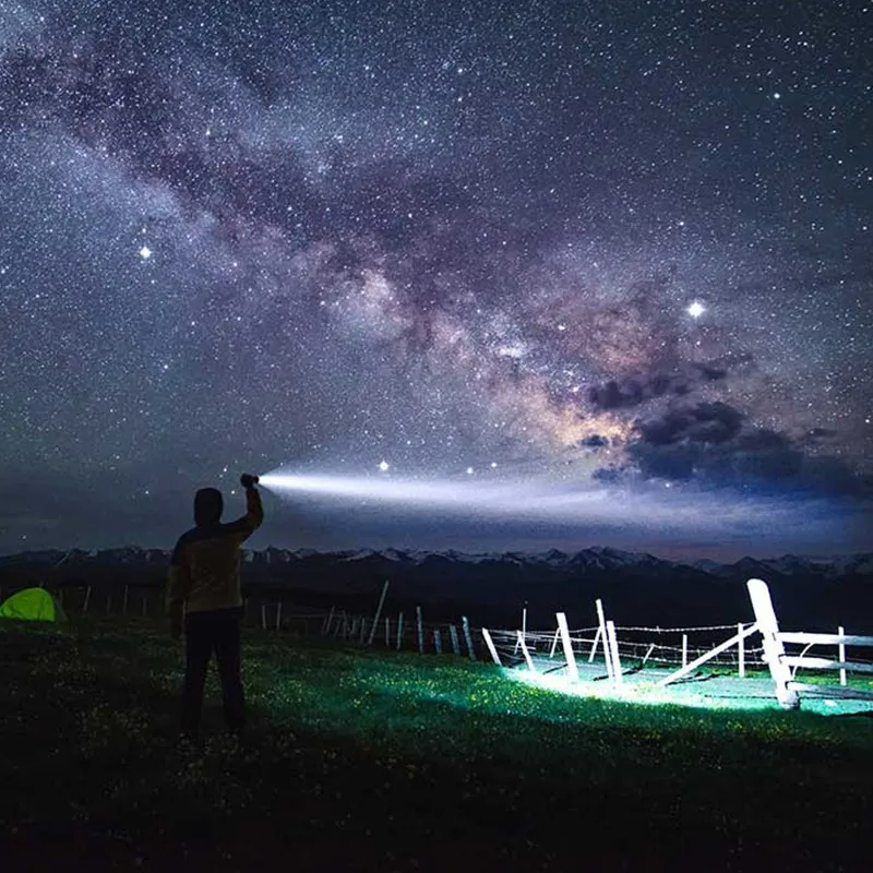 

Ultra Bright LED Flashlight With LED Lamp Beads Waterproof Torch 4 Lighting Modes Multi-function USB Charging Adventure Camping