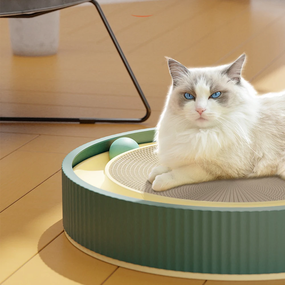 

Round Cat Scraper Grinding Claws Cardboard Corrugated Paper Scratch-resistant Cat Scratching Board with Ball Cats Toy Supplies