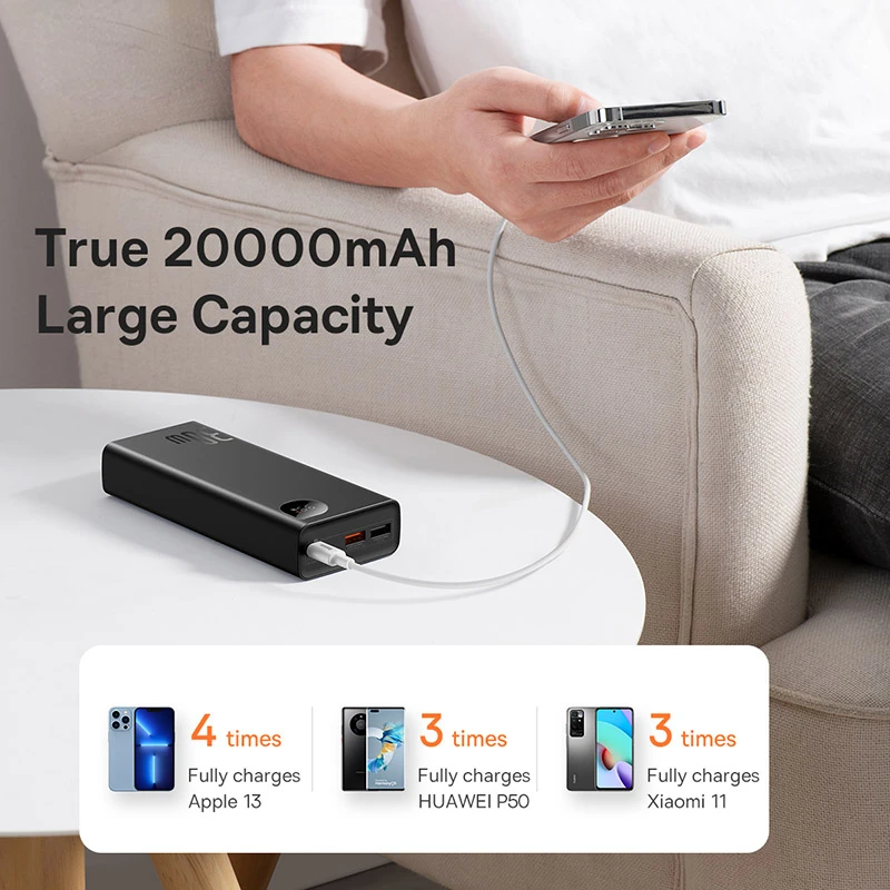 

2023NEW NEW 30W Metal Power Bank 20000mAh Portable Charger PD Fast Charging Powerbank External Battery Charger For iPhone 13 pro