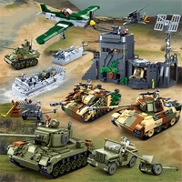 sluban new military army ww2 toys 9 styles main battle tank cannon landing ship armored vehicle fighter building blocks bricks