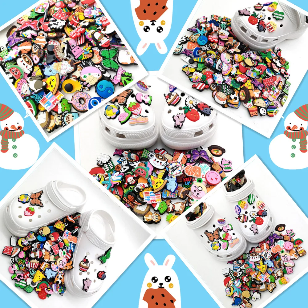 

Wholesale 20-500pcs PVC Shoe Charms Buckle Random Cartoon Shoe Decoration for Croc Charms Designerjibz for Shoes Accessories