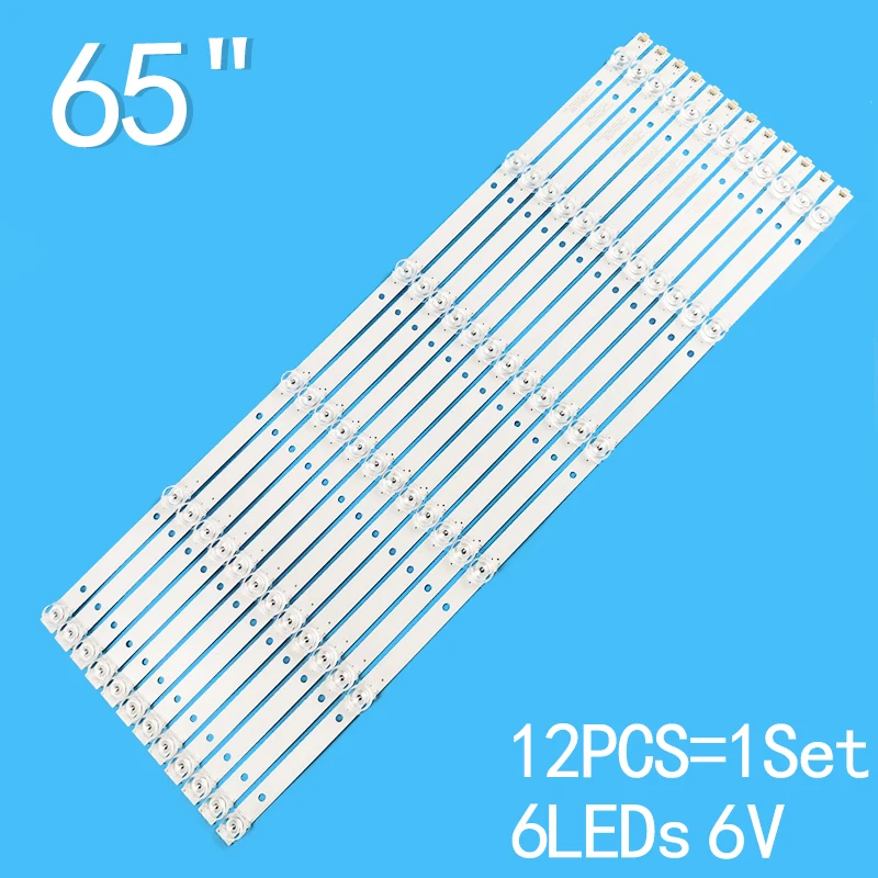 

New 12PCS/lot 6leds 6v 617mm For AKAI 65" LCD TV AKTV655 JS-D-JP65EK-062EC E65EK-P1000/600-2BN D66K18 V650DJ6-C02