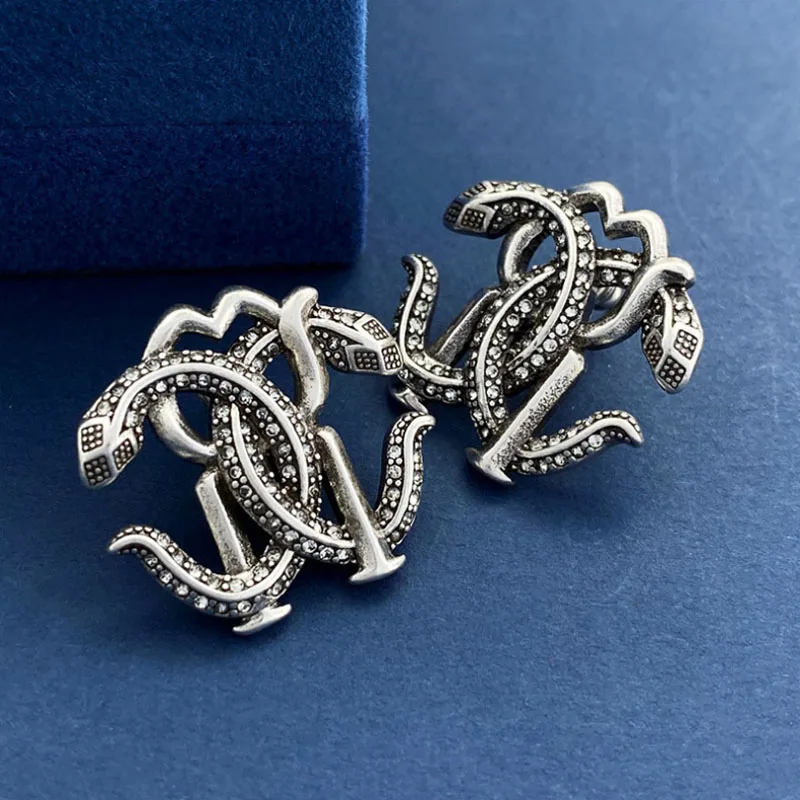 Серьги из титановой стали с двойной змеей европейско-американская мода