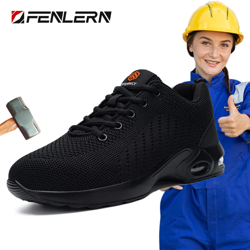 Fenlern Men Safety Shoes Women Light Weight Work Size 35 Steel Toe Shoes for Women Winter Work Shoes Women Safty Sneaker
