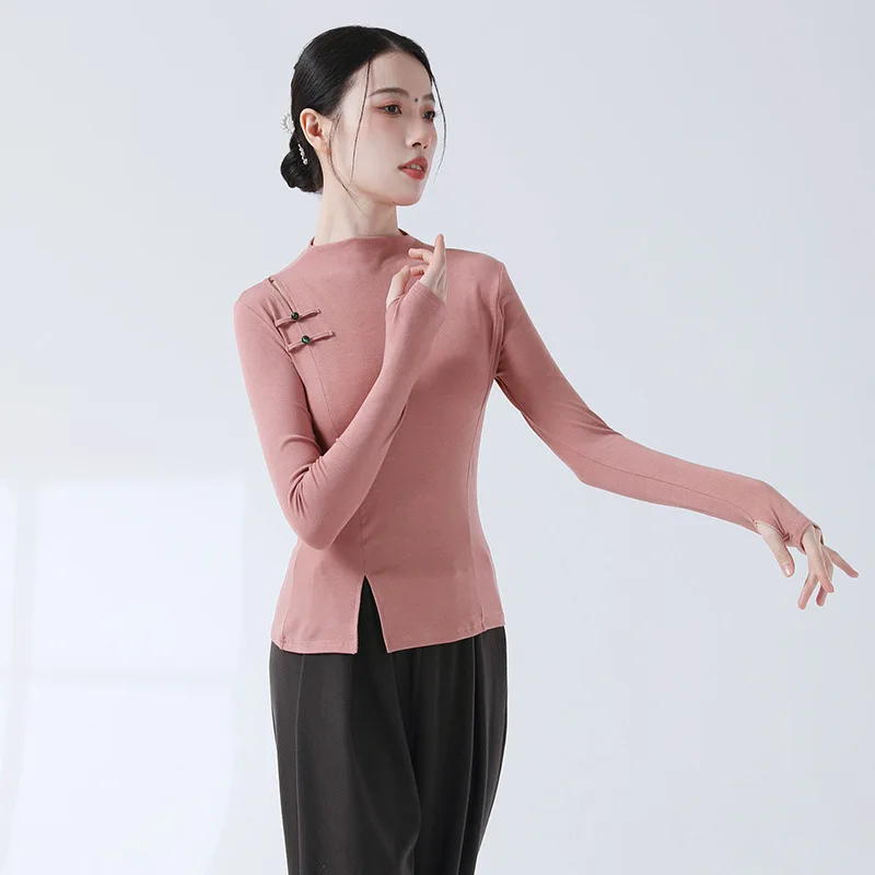 Женская Одежда для танцев и тренировок китайский Чонсам без рукавов с разрезом