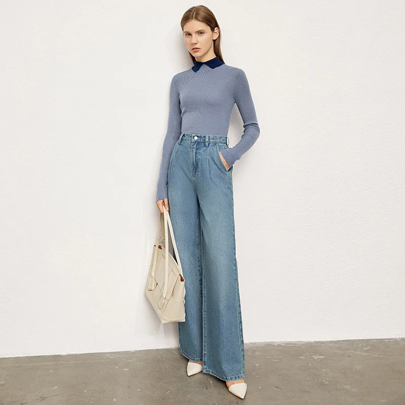 

Minimalism Women Jeans Fashion High Waist Denim Wide Leg Pants Streetwear Straight Casual Pants Female Loose Jeans 12120321